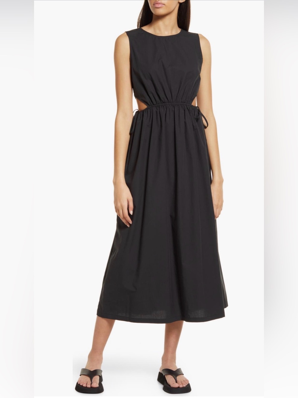 Rails Black Sleeveless cut out midi Dress